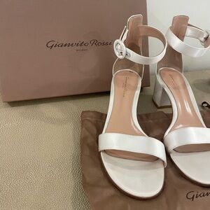 Gianvito Rossi White Satin Block Heel